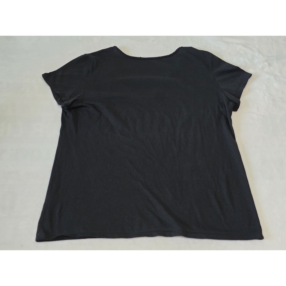 TESLA Womens XL black wordmark short sleeve v neck 100% cotton tee Spellout - Picture 4 of 8